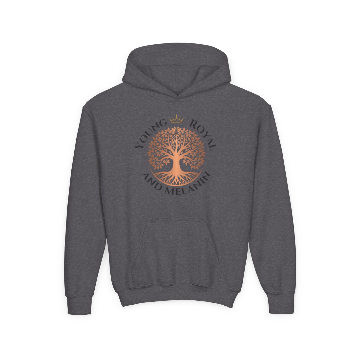 Rooted in Royalty Youth Hoodie - Young Royal & Melanin Crest - Confidence & Pride