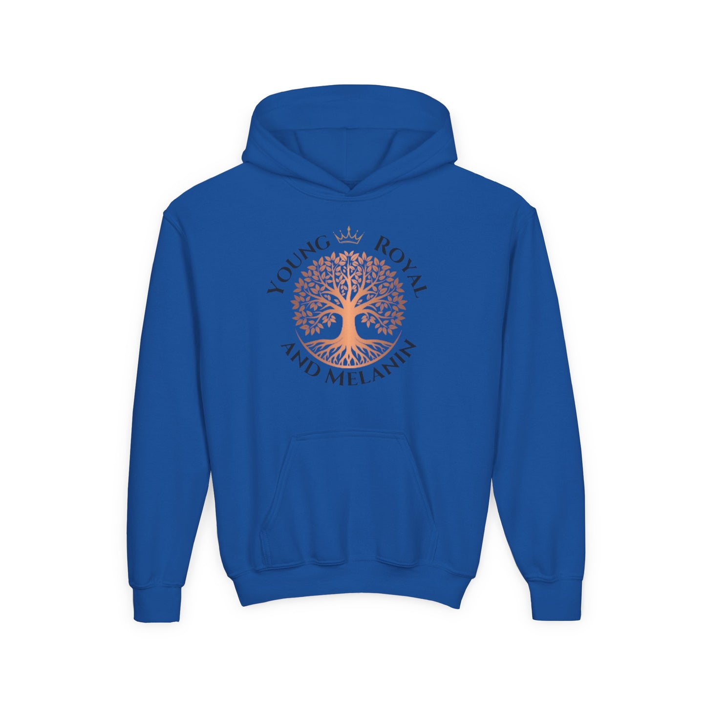 Rooted in Royalty Youth Hoodie - Young Royal & Melanin Crest - Confidence & Pride