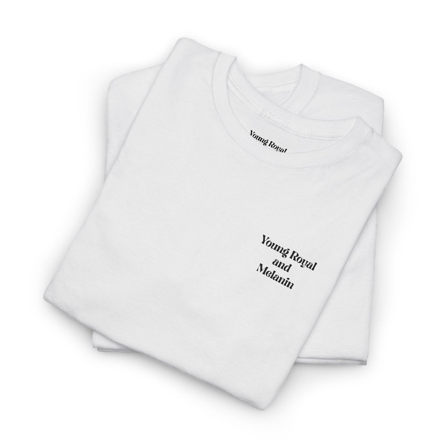 Unisex Heavy Cotton Tee with 'Young Royal and Melanin"