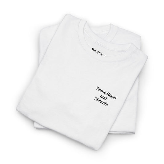 Unisex Heavy Cotton Tee with 'Young Royal and Melanin"