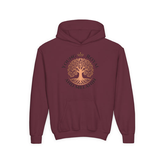 Rooted in Royalty Youth Hoodie - Young Royal & Melanin Crest - Confidence & Pride