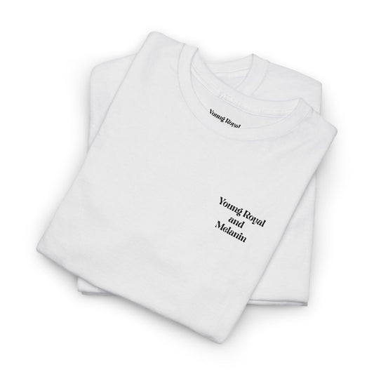Unisex Heavy Cotton Tee with 'Young Royal and Melanin"